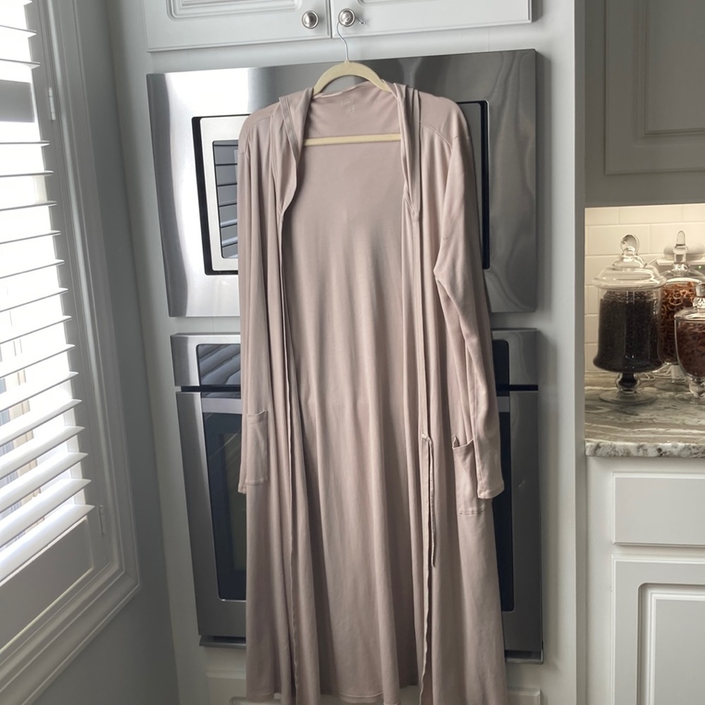 Eileen Fisher robe with tie and hood